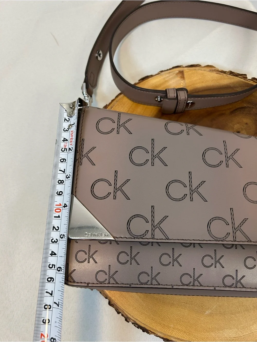 Calvin Klein Signature‎ Embossed Asymmetric Triple Compartment Shoulder Bag